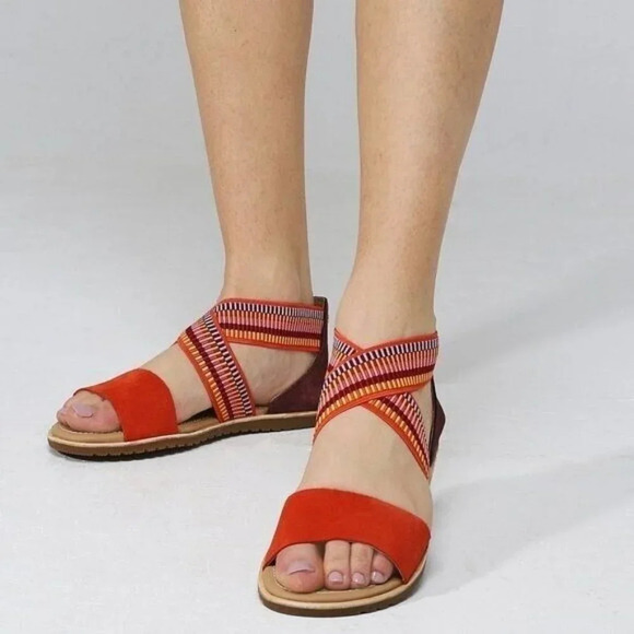 Sorel Women’s Size 6 Ella orange Ankle Scrappy Sandals New - Picture 1 of 13
